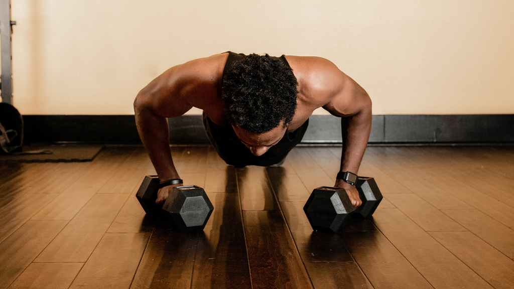 Man working out with barbells