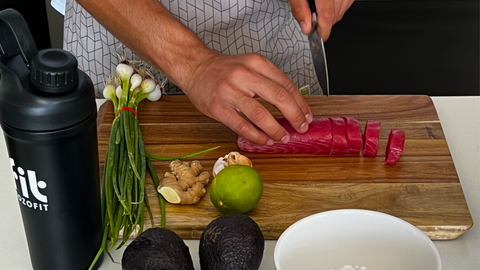 Cutting fresh tuna