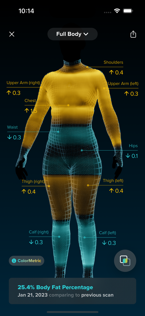 ZOZOFIT's ColorMetric Display